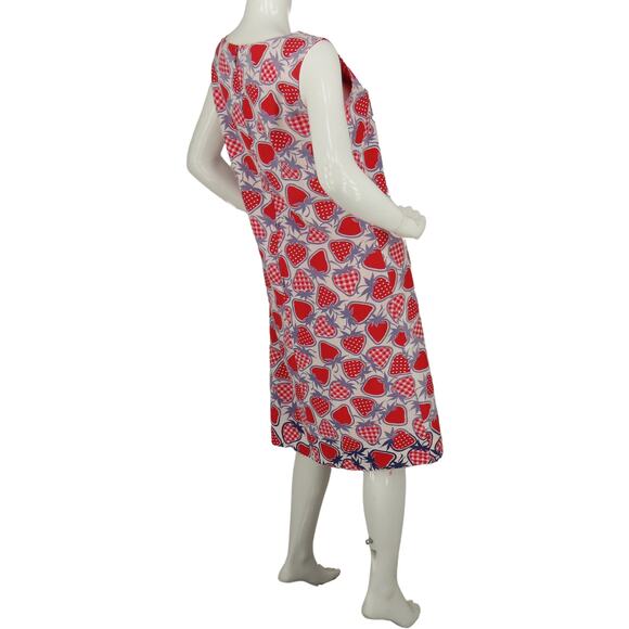 70s Vintage Reversible Polka Dot Strawberry All Over Print Dress S SMALL - Picture 4 of 16